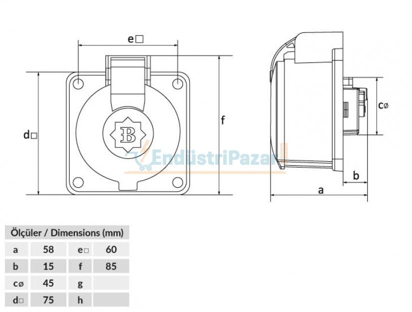 1*16A Makine Prizi IP44 BP1-1402-2410 BEMİS