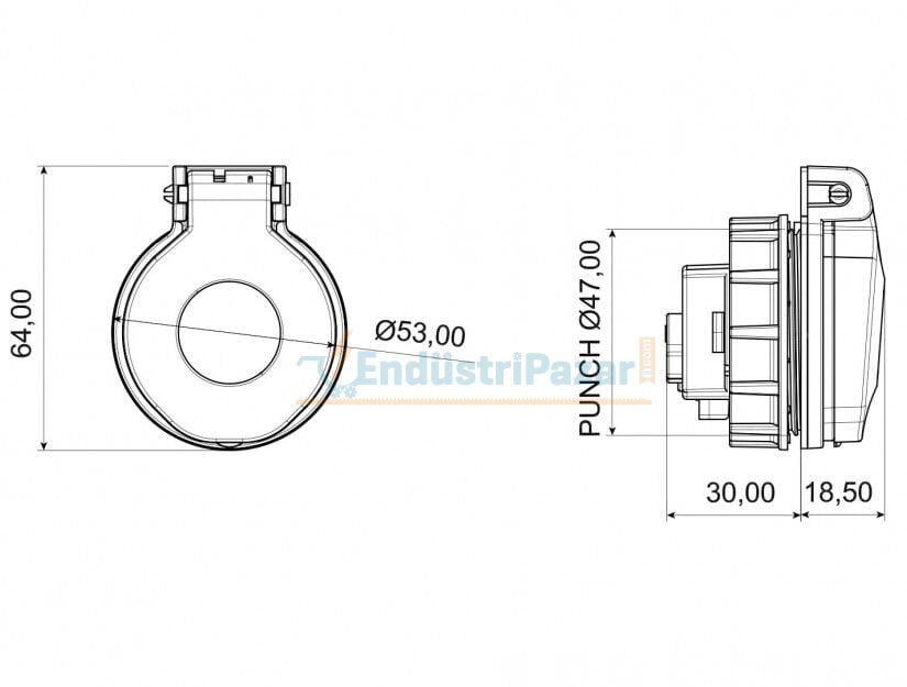 1*16A Somunlu Pano Prizi IP44 BY8-1402-2440 BEMİS