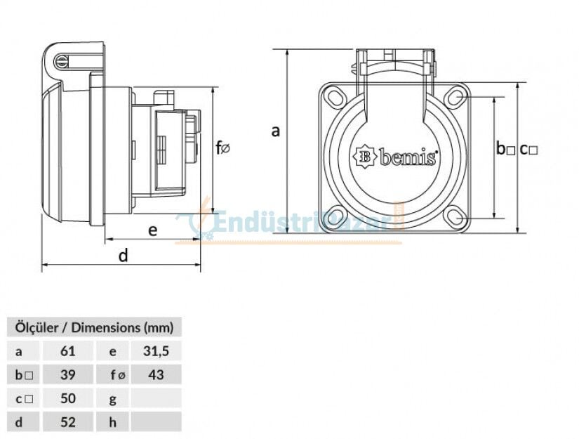 1*16A Pano Prizi IP54 BY8-1402-3700 BEMİS