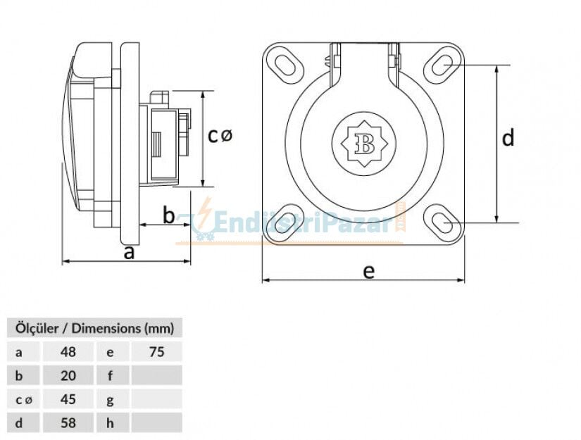 1*16A Makine Prizİ (Küçük Kapaklı) IP44 BP1-1402-2413 BEMİS
