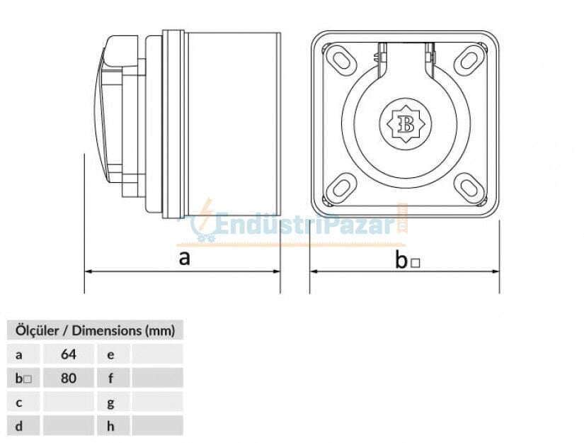 1*16A Duvar Prizi IP44 BP1-1402-2512 BEMİS