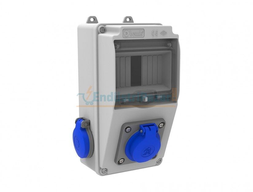 Ön 1*16A  220V 1 Adet Makine Prizli - Yan 1*16A 220V 2 Adet Prizli Kombinasyon IP44 BD1-2103-2020 BEMİS