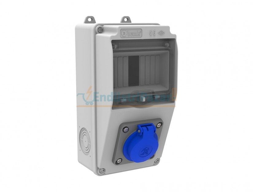 Ön 1 Adet 1*16A 220V Makine Prizli Kombinasyon Halogen Free IP44 BH1-2103-0000 BEMİS