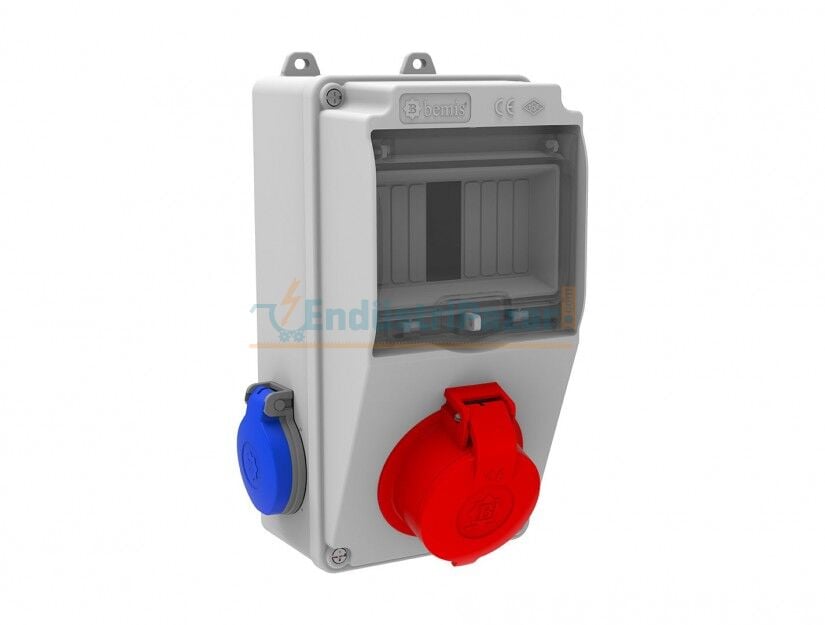 Ön 3*25A 380V 1 Adet - Yan 1*16A 220V 1 Adet Prizli Kombinasyon Halogen Free IP44 BH1-2105-1020 BEMİS