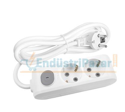 İkili Priz Anahtarlı Topraklı Çocuk Korumalı 2 Metre Kablolu Multi-Let 90117202 VİKO