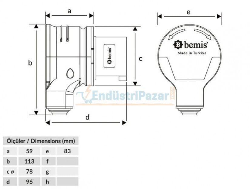 5*16A 380V 90° Eğik Enversör Döner Fiş IP44 BC1-1505-2080 BEMİS