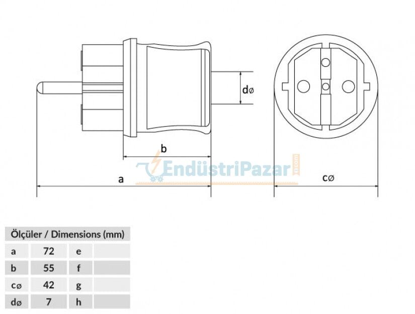 1*16A Monofaze Düz Fiş IP44 BP1-1402-2011 BEMİS