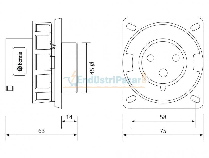3*16A 110V Makine Fişi IP67 BC1-1303-7114 BEMİS