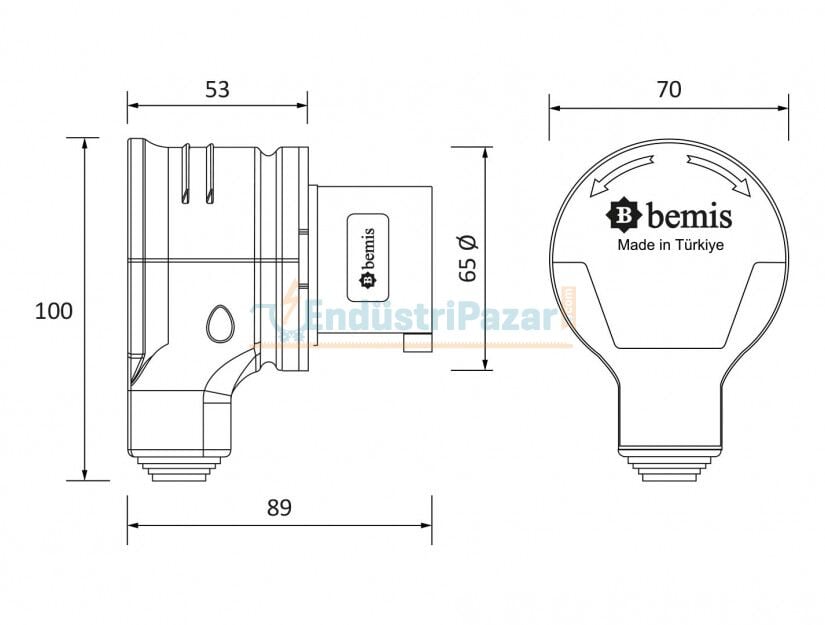 3*16A 110V 90° Eğik Döner Fiş IP44 BC1-1303-2130 BEMİS