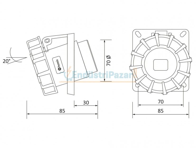 3*16A 110V 45° Eğik Makine Priz IP67 BC1-1303-7420 BEMİS