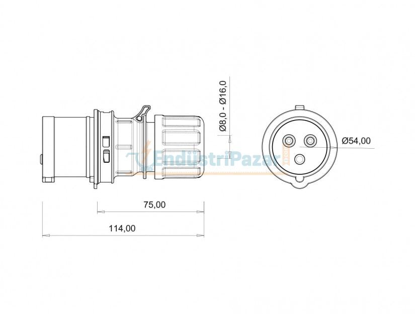 3*16A 220V Düz Fiş IP44 BC1-1403-2011 BEMİS