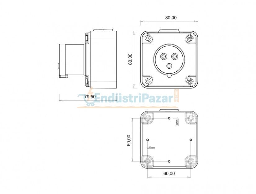 3*16A 220V Duvar Fiş IP44 BC1-1403-2210 BEMİS