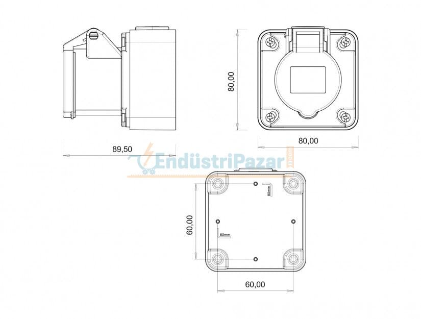 3*16A 220V Duvar Priz IP44 BC1-1403-2510 BEMİS