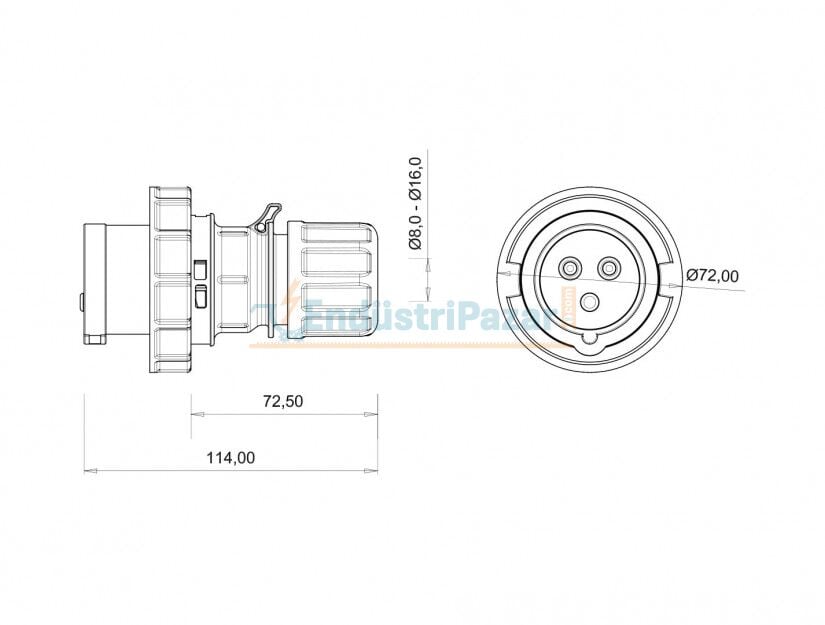 3*16A 220V Düz Fiş IP67 BC1-1403-7011 BEMİS