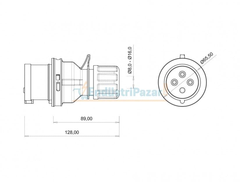 4*16A 380V Düz Fiş IP44 BC1-1504-2011 BEMİS