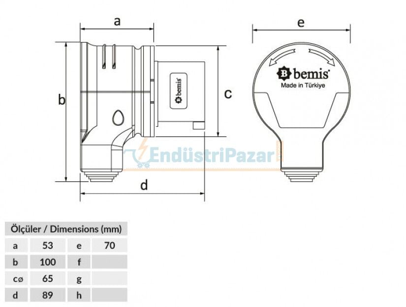 4*16A 380V 90° Eğik Döner Fiş IP44 BC1-1504-2130 BEMİS