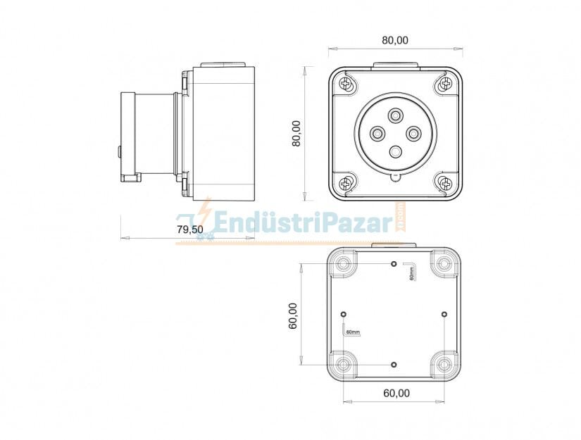 4*16A 380V Duvar Fiş IP44 BC1-1504-2210 BEMİS