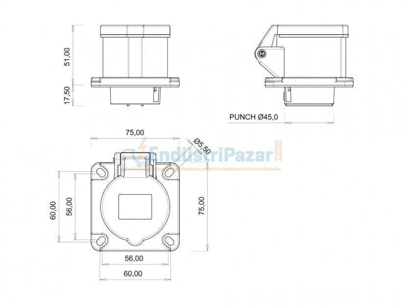 4*16A 380V Makine Priz IP44 BC1-1504-2413 BEMİS