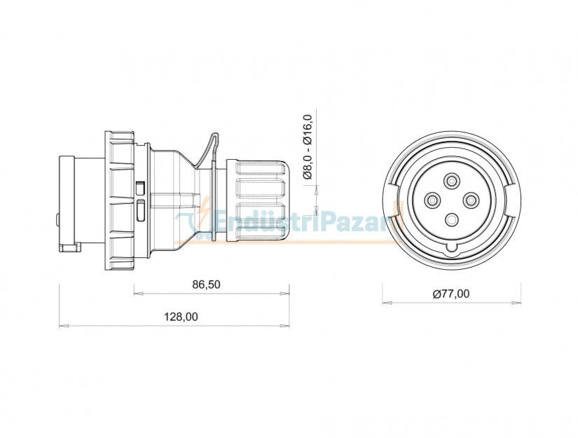 4*16A 380V Düz Fiş IP67 BC1-1504-7011 BEMİS