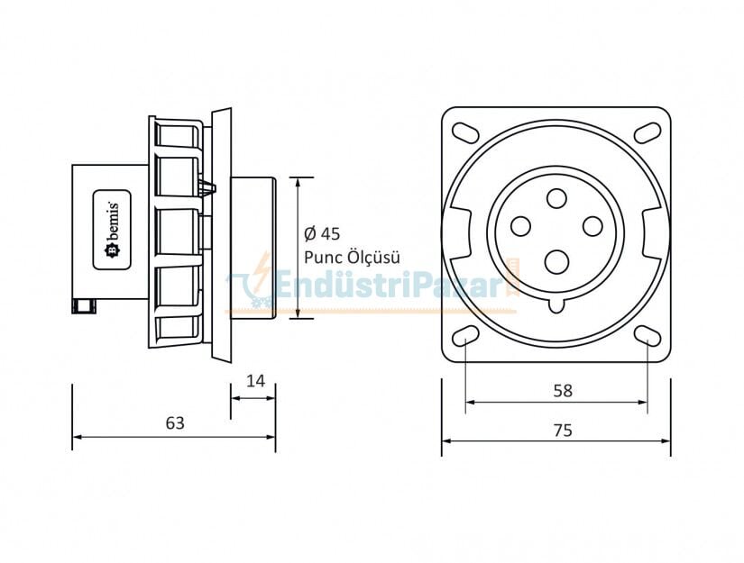 4*16A 380V Makine Fişi IP67 BC1-1504-7114 BEMİS