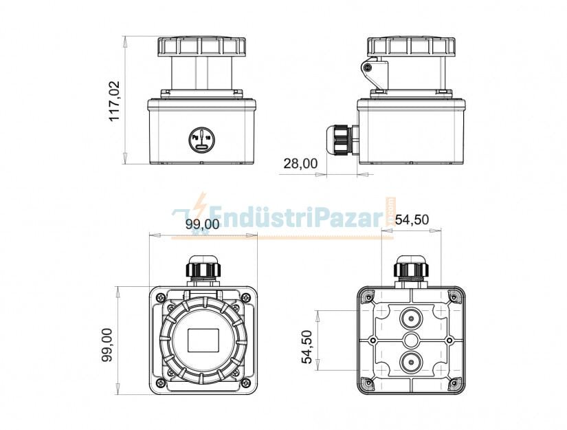 4*16A 380V Duvar Priz IP67 BC1-1504-7510 BEMİS