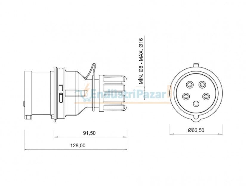 5*16A 380V Düz Fiş IP44 BC1-1505-2011 BEMİS