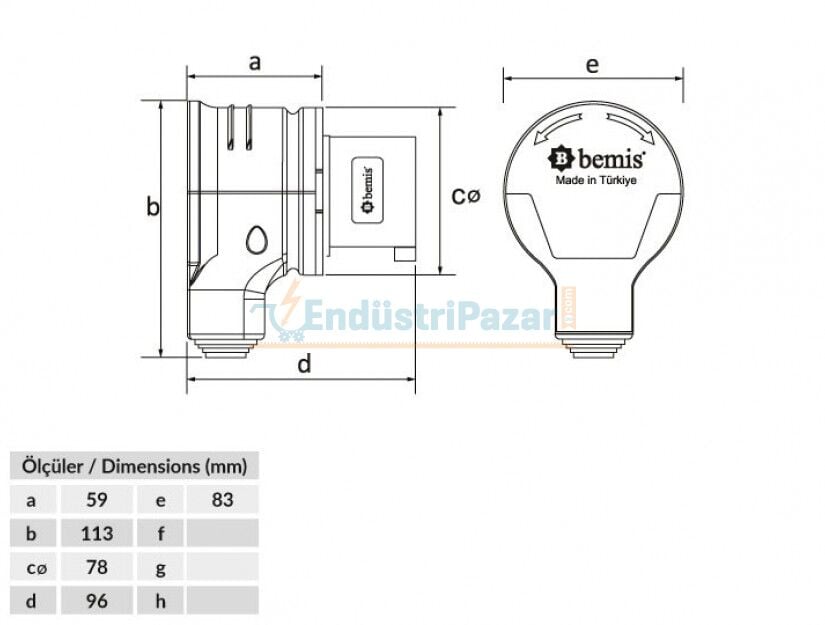 5*16A 380V 90° Eğik Döner Fiş IP44 BC1-1505-2130 BEMİS