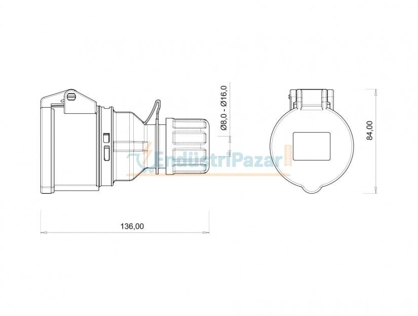 5*16A 380V Uzatma Priz IP44 BC1-1505-2312 BEMİS
