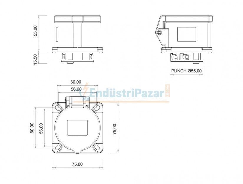 5*16A 380V Makine Priz IP44 BC1-1505-2413 BEMİS