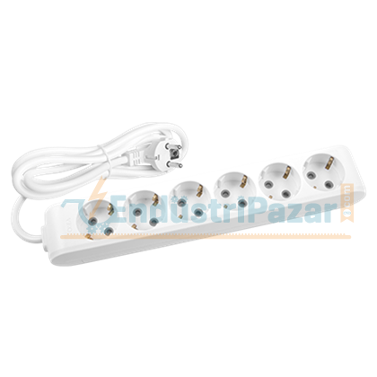 Altılı Priz Topraklı Çocuk Korumalı 5 Metre Kablolu Multi-Let 90113605 VİKO