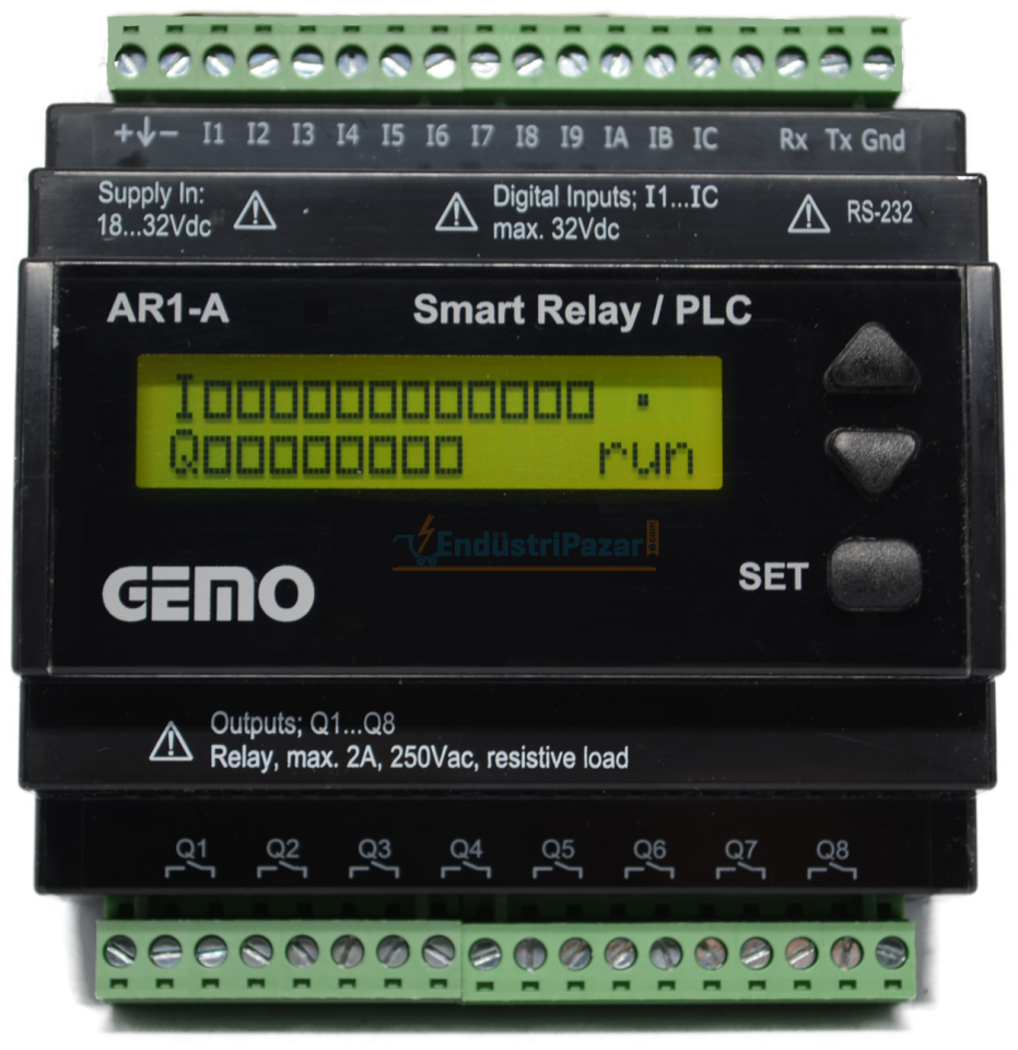 AR1-A-24VDC Ray Tipi ''Ladder Logic'' ile Programlanabilir PLC GEMO