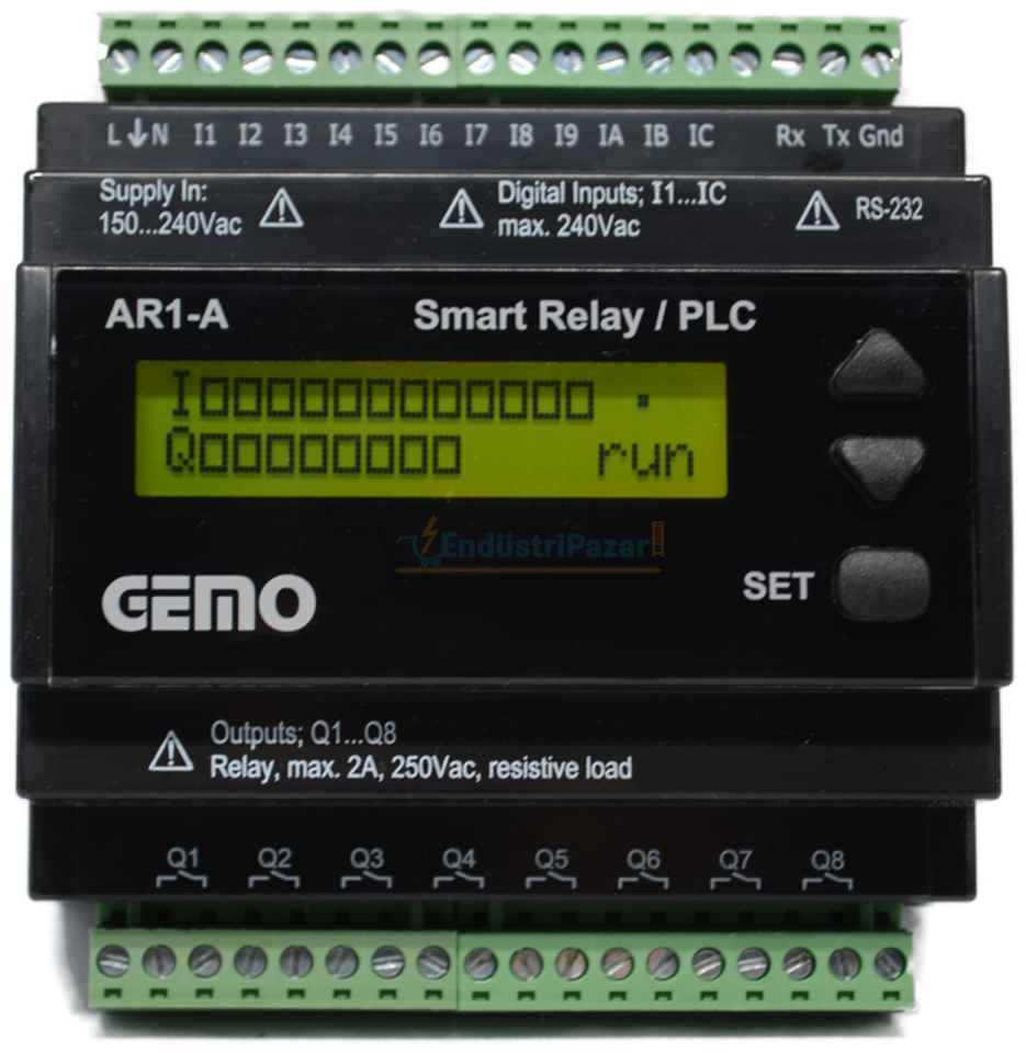 AR1-A-230VAC Ray Tipi ''Ladder Logic'' ile Programlanabilir PLC GEMO