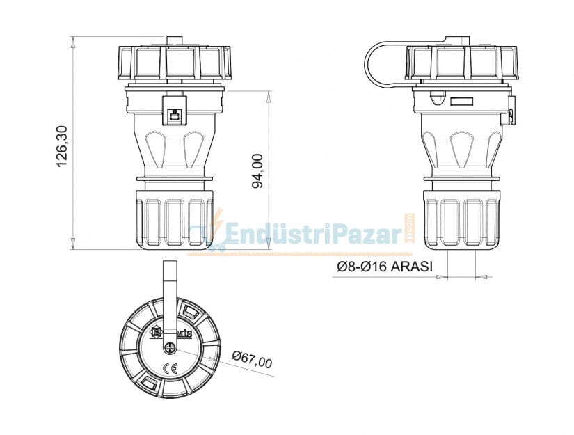 1*16A Uzatma Priz BS1-1402-7311 IP68 BEMİS