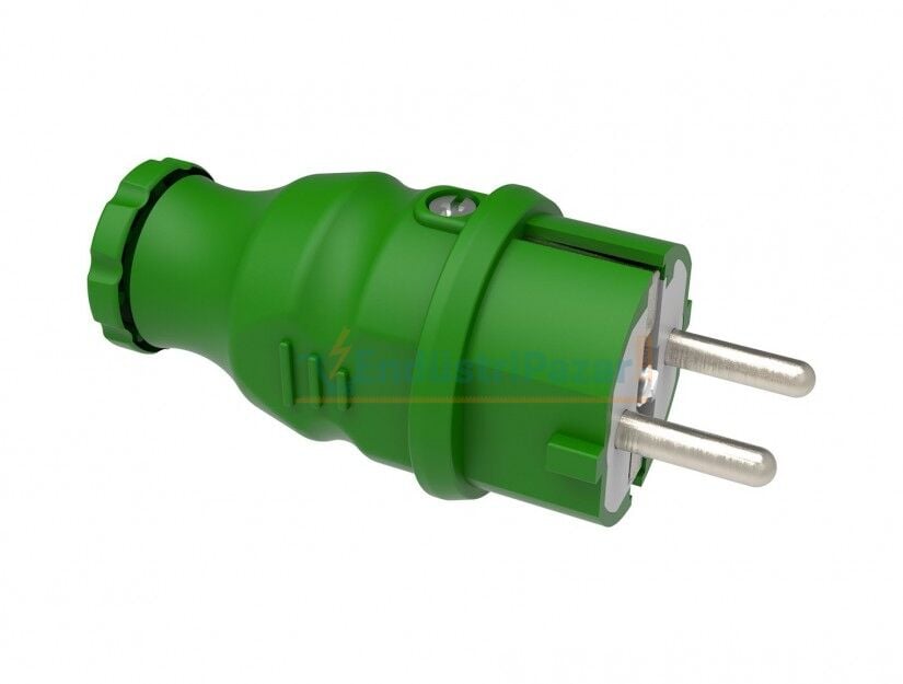 1*16A Kauçuk Monofaze Düz Fiş Yeşil IP44 BV1-1402-2011 BEMİS