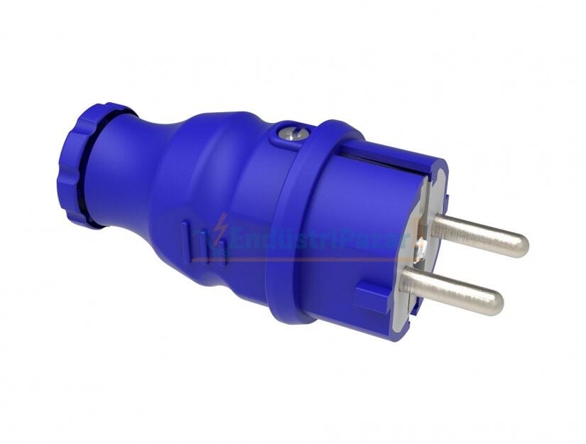 1*16A Kauçuk Monofaze Düz Fiş Mavi IP44 BV2-1402-2011 BEMİS