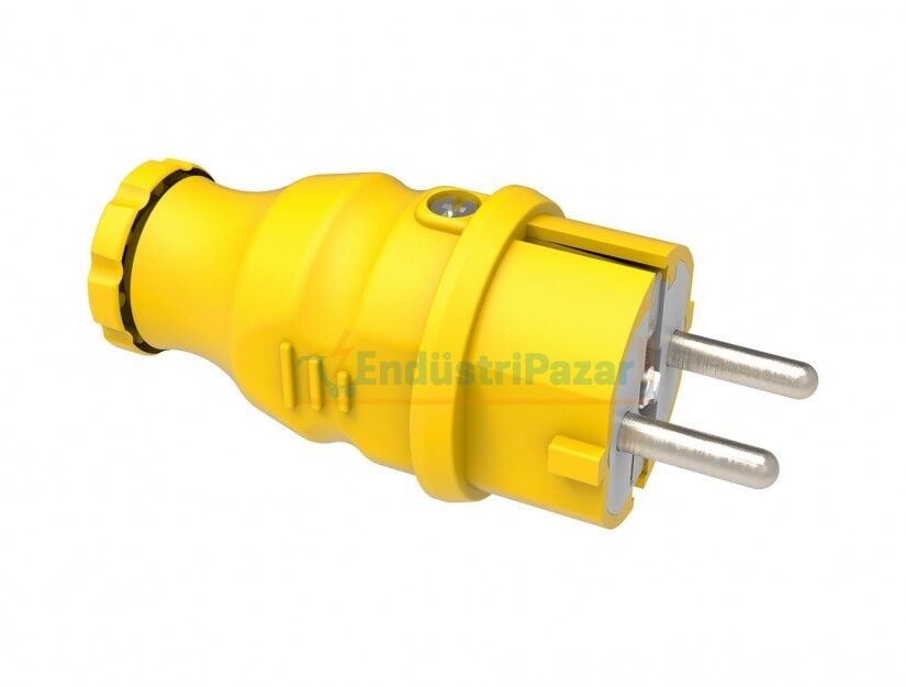 1*16A Kauçuk Monofaze Düz Fiş Sarı IP44 BV3-1402-2011 BEMİS