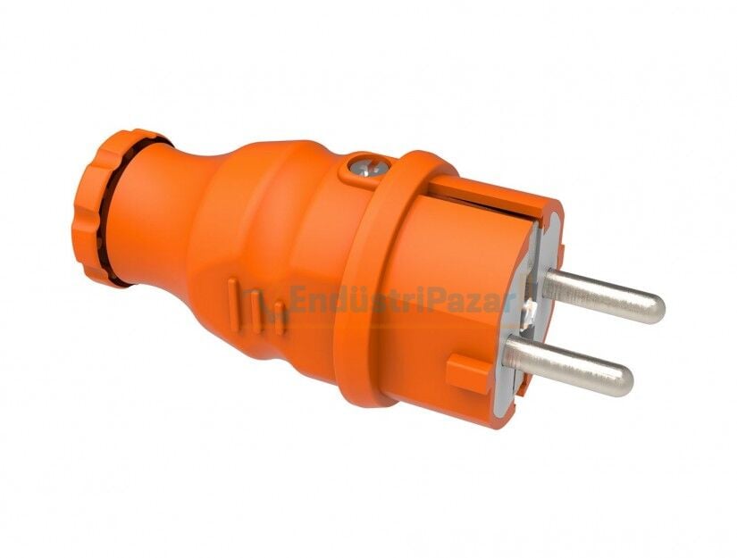 1*16A Kauçuk Monofaze Düz Fiş Turuncu IP44 BV4-1402-2011 BEMİS