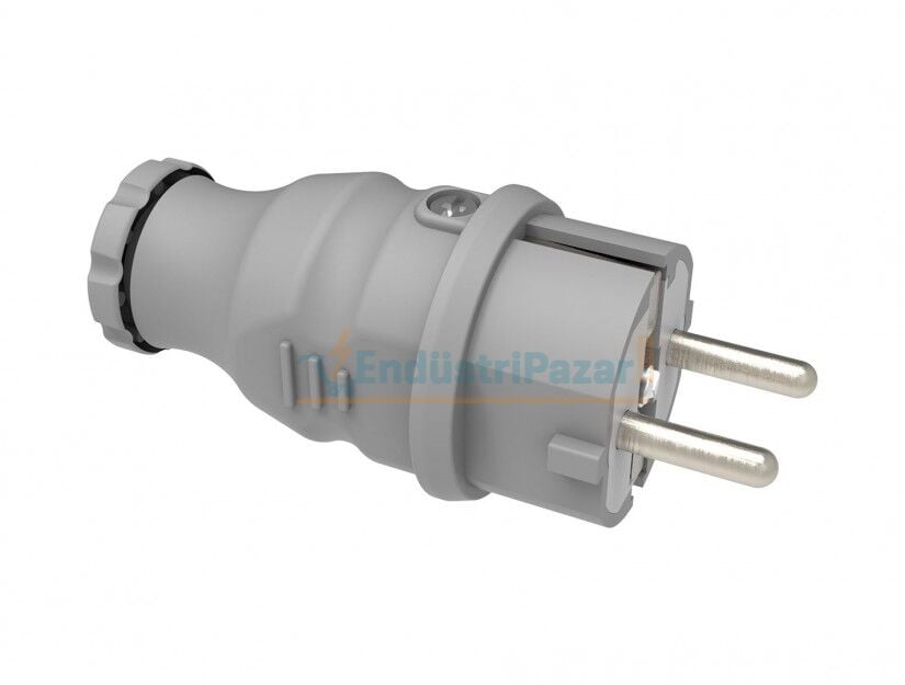 1*16A Kauçuk Monofaze Düz Fiş Gri IP44 BV5-1402-2011 BEMİS