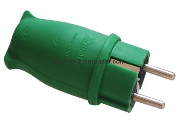 1*16A KAUÇUK MONOFAZE DÜZ FİŞ YEŞİL IP44 BEMİS BV1-1402-2031