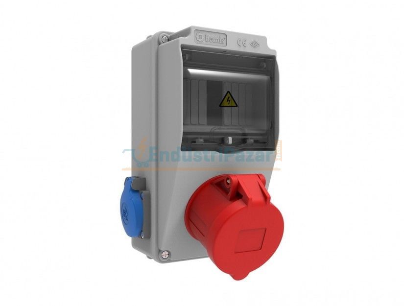 5*32A 380V 1Ad. Ön 1*16A 220V 2Ad. Yan Prizli IP44 BD1-2134-2020 BEMİS