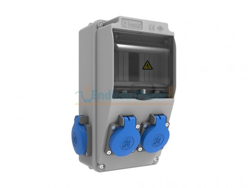 1*16A 220V 2Ad. Ön 1*16A 220V 2Ad. Yan Prizli IP44 BD1-2202-2020 BEMİS