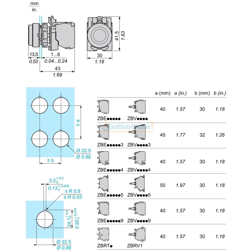 Buton XB5AW3465 SCHNEİDER