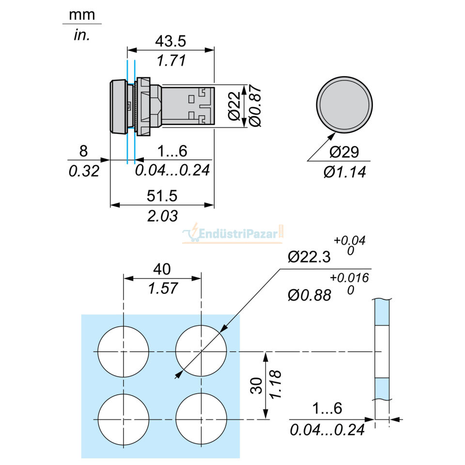 Buton XB7NA31 SCHNEİDER
