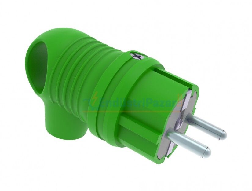 1*16A Kulplu Eğik Fiş Yeşil BV1-1402-2021 BEMİS