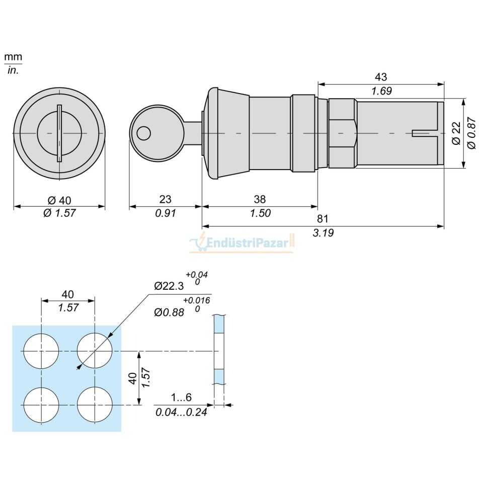 Anahtarlı Mantar Buton XB7NS9445 SCHNEİDER