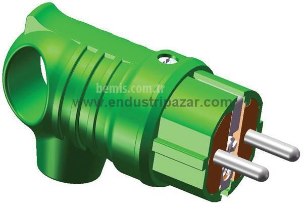 1*16A KAUÇUK MONOFAZE KULPLU EĞİK UPS FİŞ YEŞİL IP44 BEMİS BV1-1402-2041