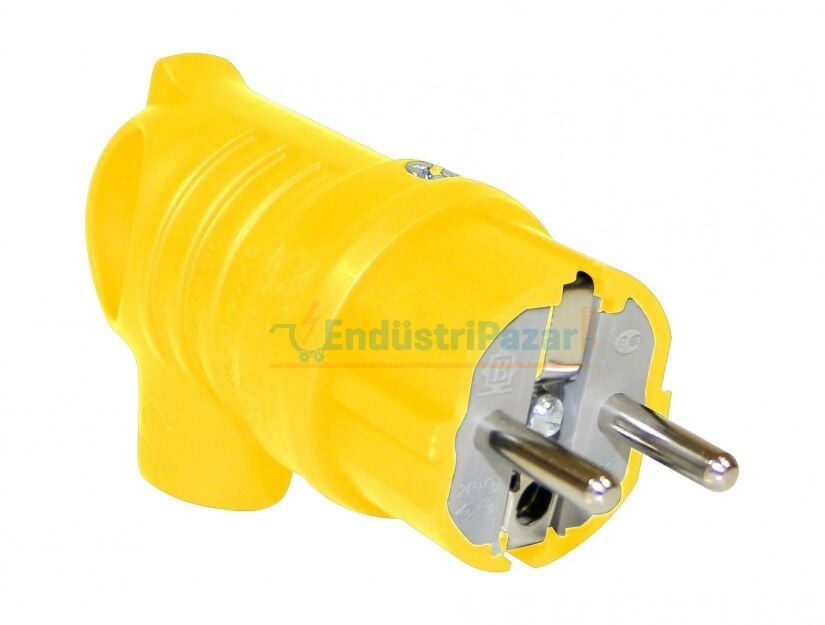 1*16A UPS Kulplu Eğik Fiş Sarı BV3-1402-2041 BEMİS