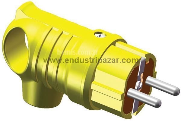 1*16A KAUÇUK MONOFAZE KULPLU EĞİK FİŞ SARI IP44 BEMİS BV3-1402-2021