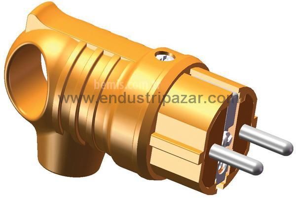 1*16A KAUÇUK MONOFAZE KULPLU EĞİK FİŞ TURUNCU IP44 BEMİS BV4-1402-2021