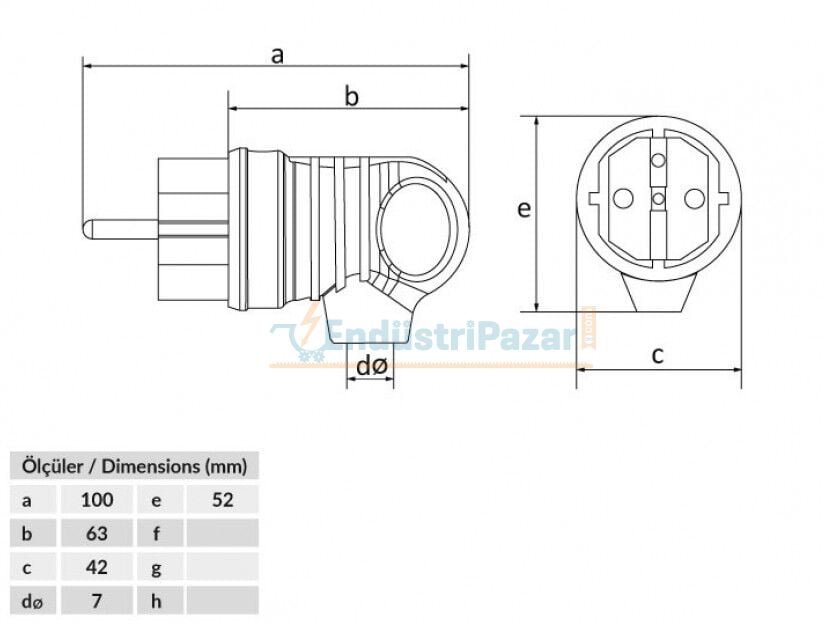 1*16A UPS Kulplu Eğik Fiş Turuncu BV4-1402-2041 BEMİS